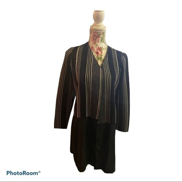 ALFANI Womens Black Striped Long Sleeve Open Top - Picture 8 of 12